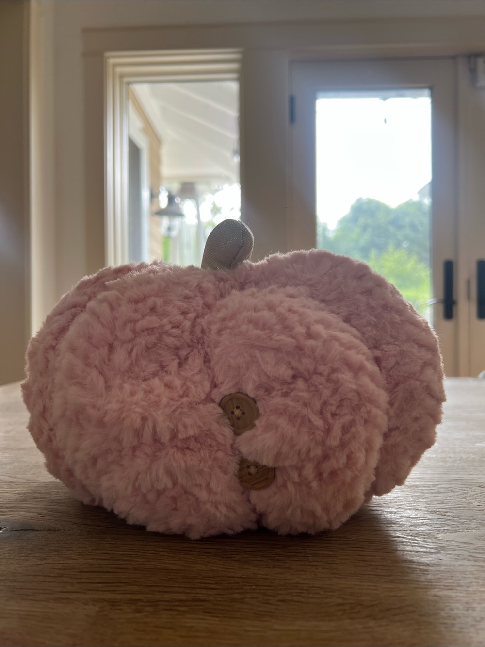 Pink Faux Fur Plush Pumpkin Fall Autumn Decor 6.5”